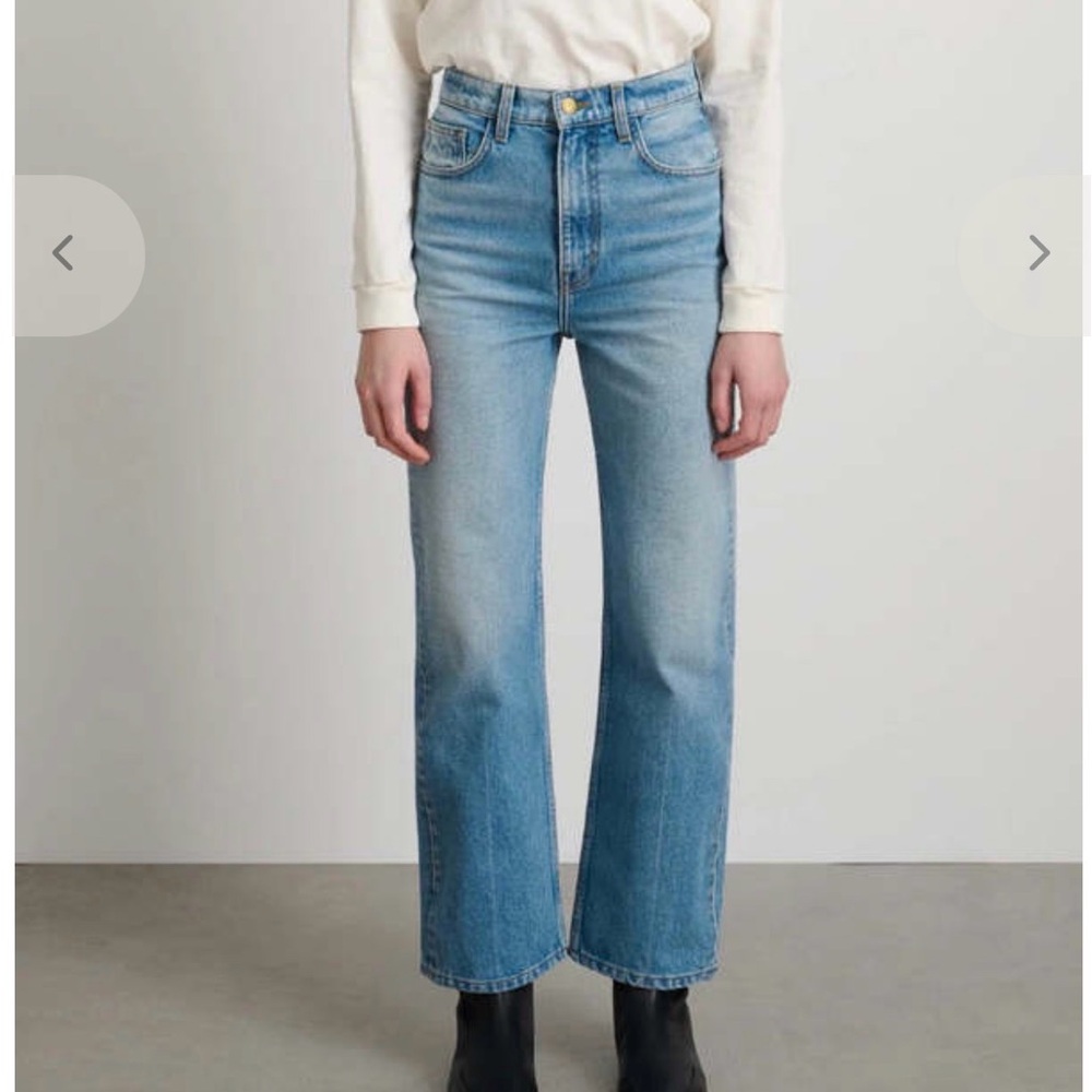B SIDES High-Rise Straight-Leg Jeans — Light Blue Denim